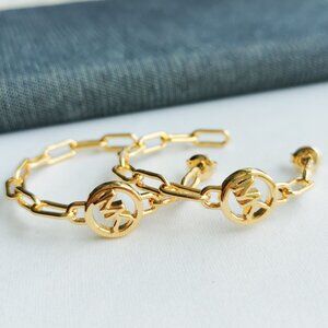 Michael Kors - Signature Hoop - Signature Hoop Chain Link Goldtone Hoop Earrings